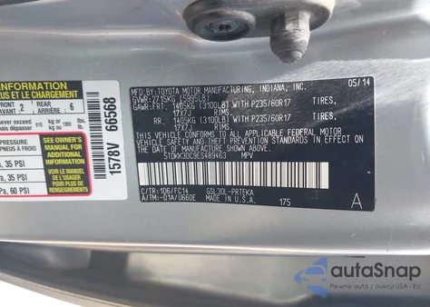 2014 Toyota Sienna Le V6 7 Passenger Auto Access Seat/Le V6 7 Passenger Mobility/Le V6 8 Passenger from USA, damaged, VIN 5TDKK3DC9ES489463